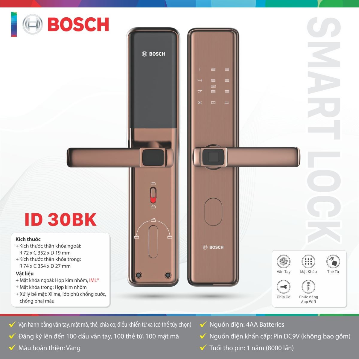 Khóa Cửa Thông Minh Bosch ID 30BK