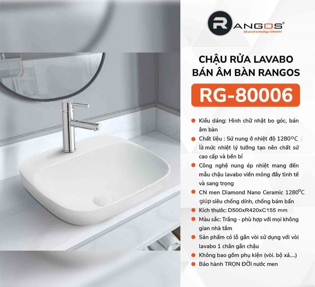 Chậu Rửa Lavabo Rangos RG-80006