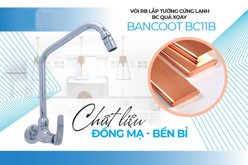 Vòi rửa chén bát cần cứng cắm tường Bancoot BC11B