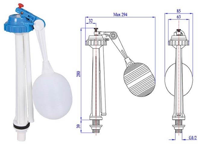 Cách chỉnh phao bồn cầu dạng Piston nhựa