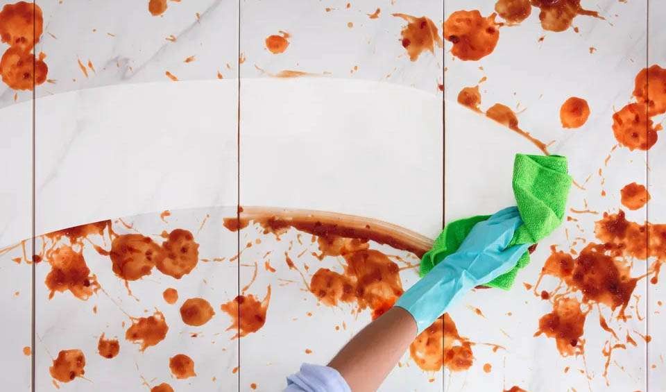 Xử lý dầu mỡ bám lâu ngày trên tường bếp - 3