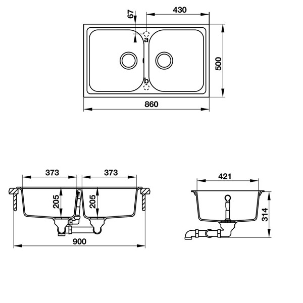 Bản Vẽ Chậu Rửa Bát Hafele HS-GD8650 (570.35.380)