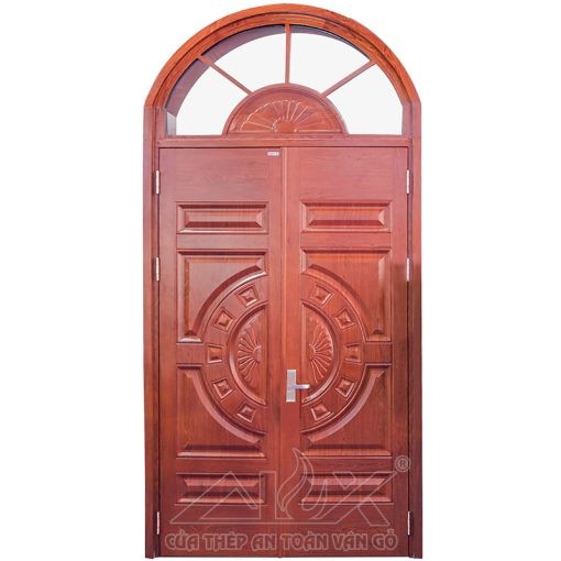 Cửa thép vân gỗ 2 cánh cân Alux A15-AL 