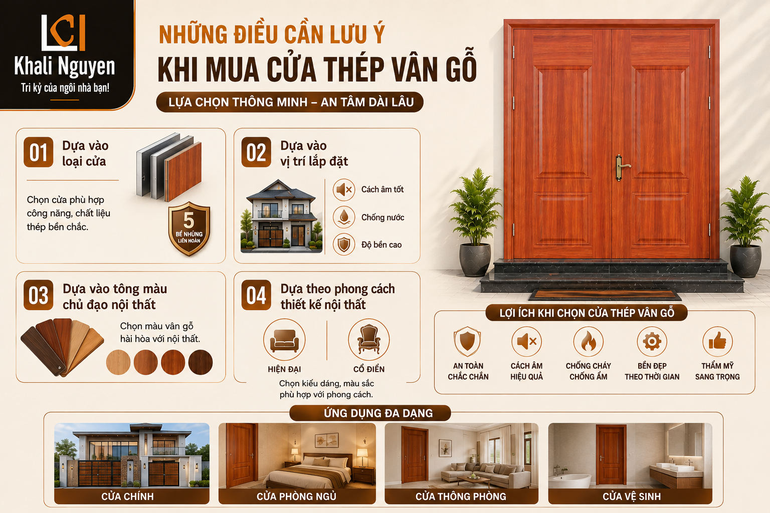 Những điều cần lưu ý khi mua cửa thép vân gỗ