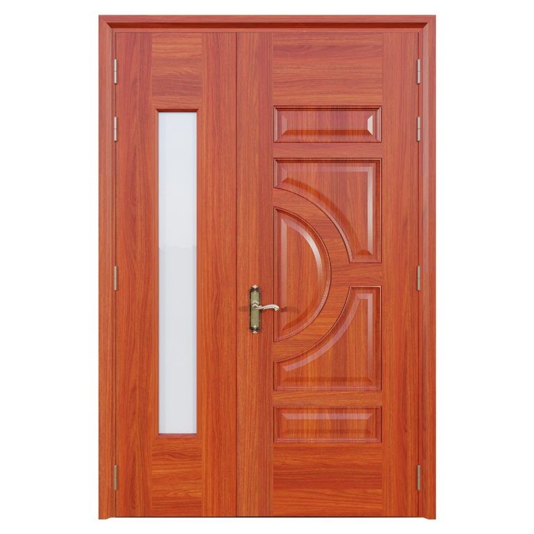 Cửa thép vân gỗ 2 cánh lệch Alux A21.02