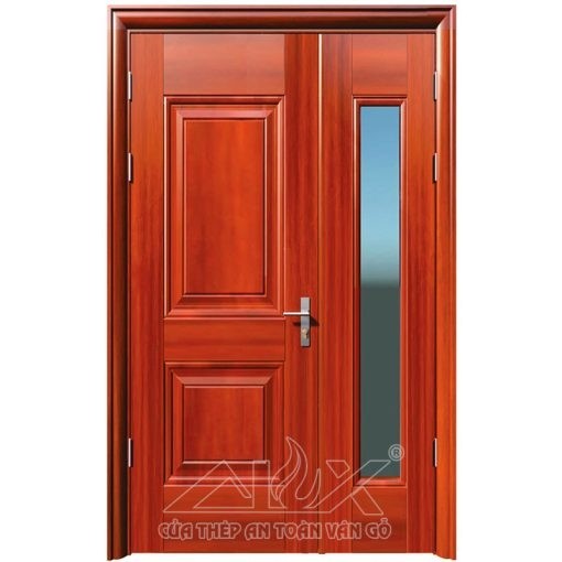 Cửa thép vân gỗ 2 cánh lệch Alux A21.5