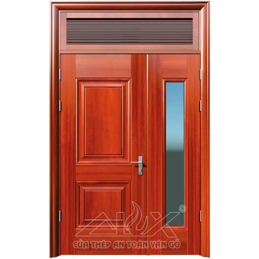 Cửa thép vân gỗ 2 cánh lệch Alux A21.5NC