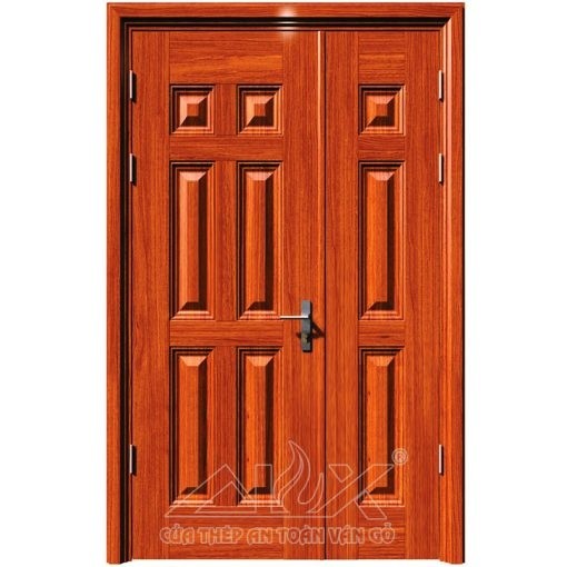 Cửa thép vân gỗ 2 cánh lệch Alux A21.8