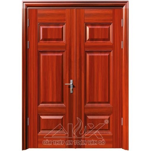 Cửa thép vân gỗ 2 cánh cân Alux A22.1