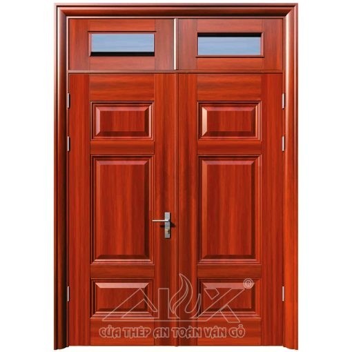 Cửa thép vân gỗ 2 cánh cân Alux A22.1K