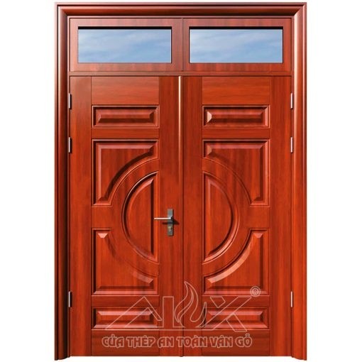 Cửa thép vân gỗ 2 cánh cân Alux A22.2K