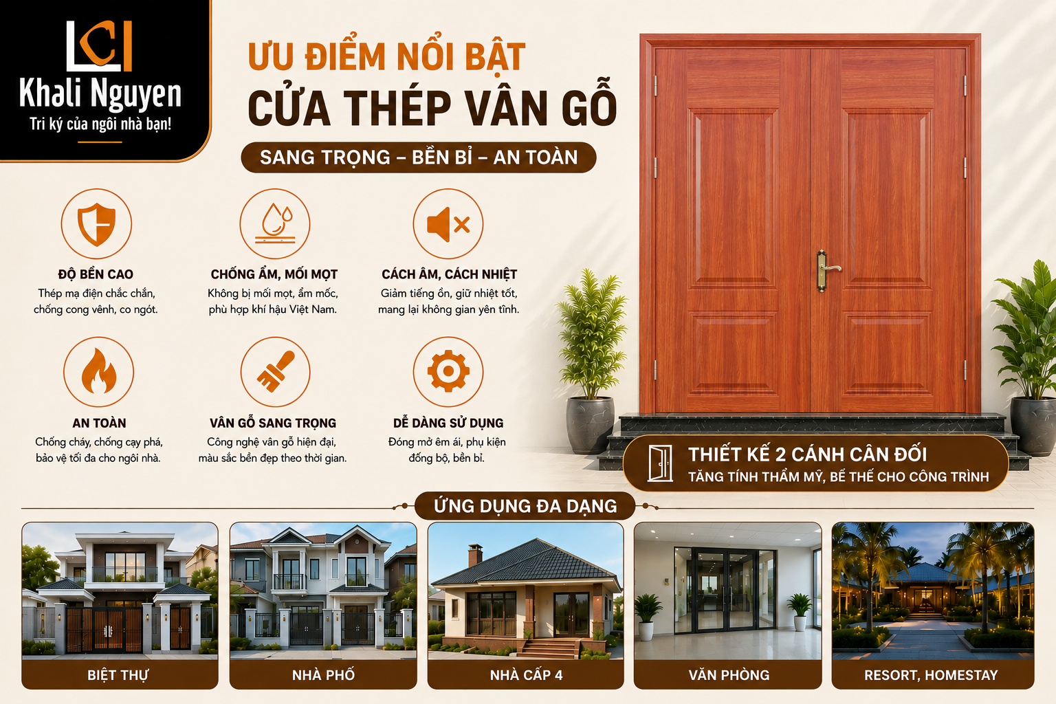 Ưu điểm cửa thép vẫn gỗ