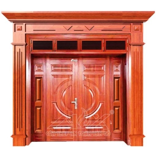 Cửa thép vân gỗ 4 cánh lệch Alux A42.A2-B2.NC-PĐ