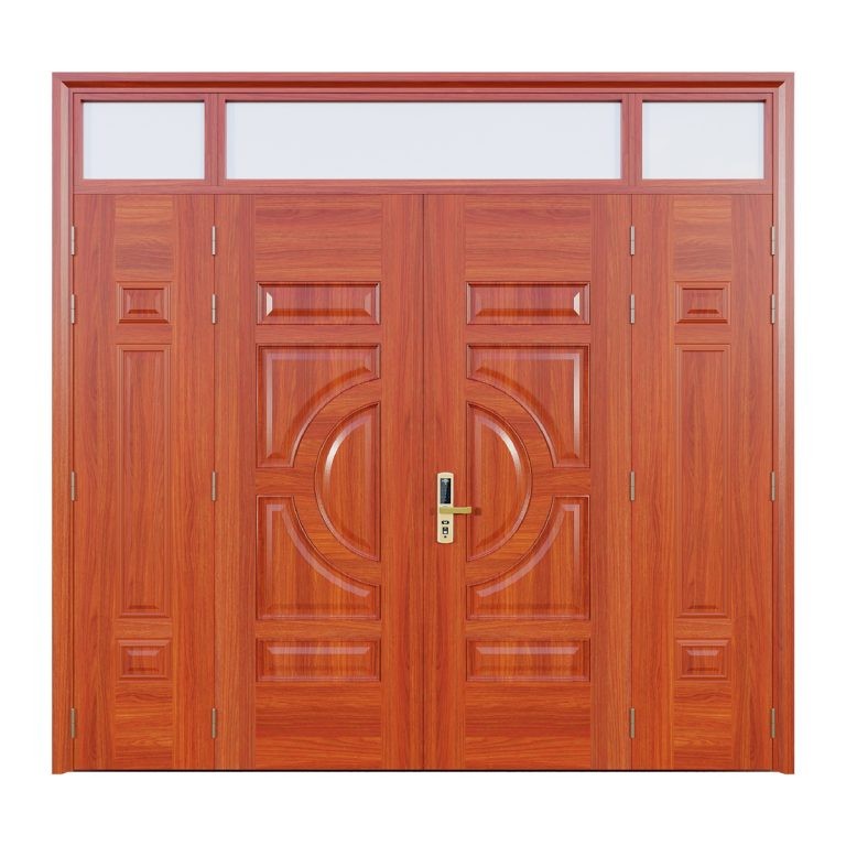 Cửa thép vân gỗ 4 cánh lệch Alux A42-K.02H