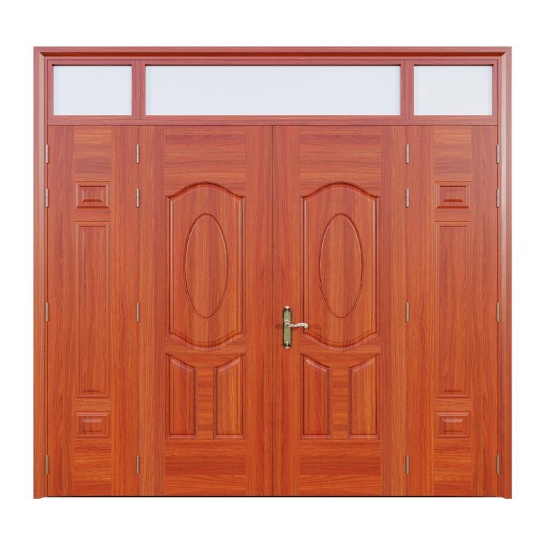 Cửa thép vân gỗ 4 cánh lệch Alux A42-K.07.2