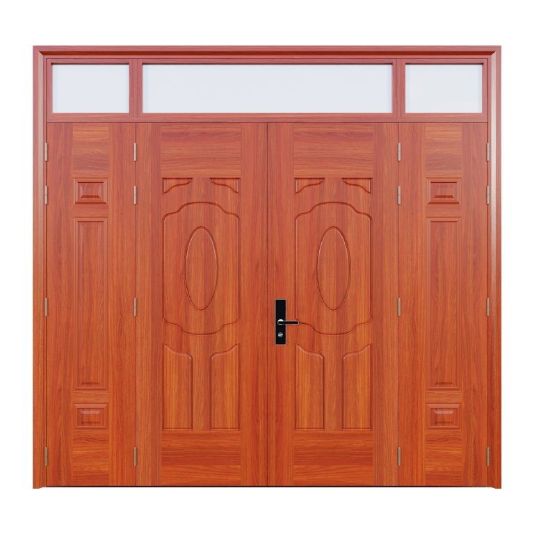 Cửa thép vân gỗ 4 cánh lệch Alux A42-K.07
