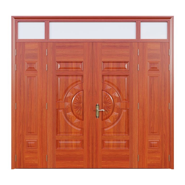 Cửa thép vân gỗ 4 cánh lệch Alux A42-K.15
