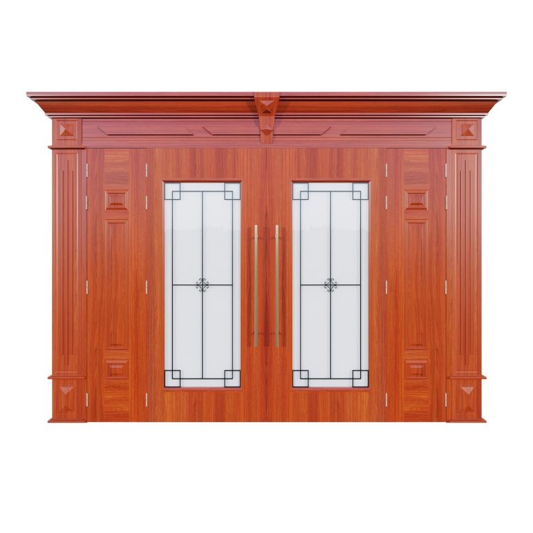 Cửa thép vân gỗ 4 cánh lệch Alux A42N.02H