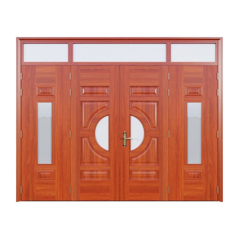 Cửa thép vân gỗ 4 cánh lệch Alux A42N.02H03