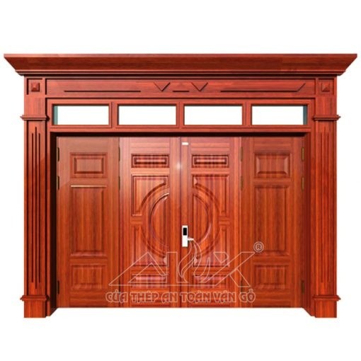 Cửa thép vân gỗ 4 cánh cân Alux A44.A2-A1.K-PĐ