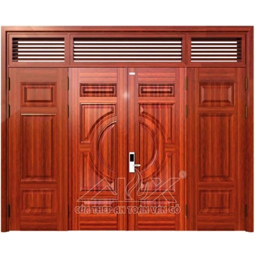 Cửa thép vân gỗ 4 cánh cân Alux A44.A2-A1.NC