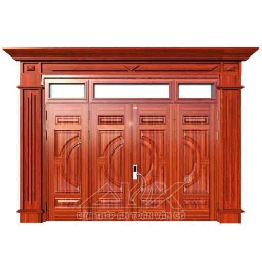 Cửa thép vân gỗ 4 cánh cân Alux A44.A2-A2.K-PĐ
