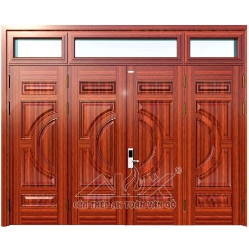 Cửa thép vân gỗ 4 cánh cân Alux A44.A2-A2.K