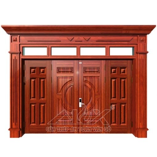 Cửa thép vân gỗ 4 cánh cân Alux A44.A2-A8.K-PĐ