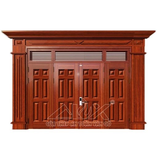 Cửa thép vân gỗ 4 cánh cân Alux A44.A8-A8.K-PĐ