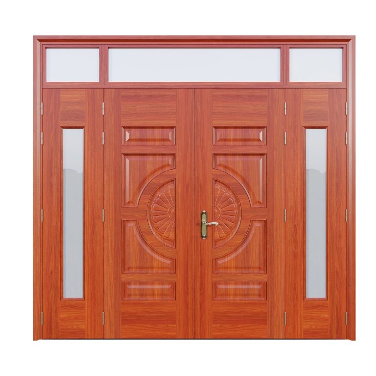 Cửa thép vân gỗ 4 cánh lệch Alux A02H-AL