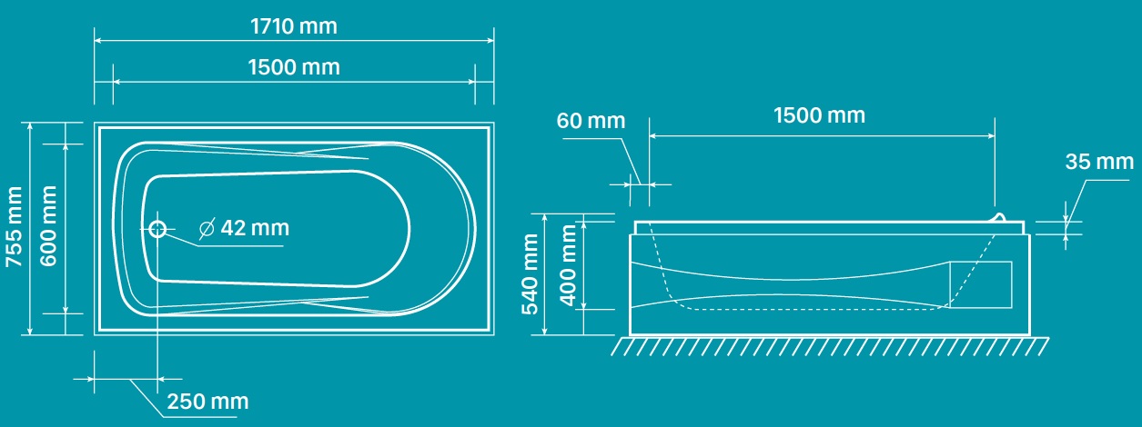 Bản vẽ bồn tắm xây Amazon TP-6002