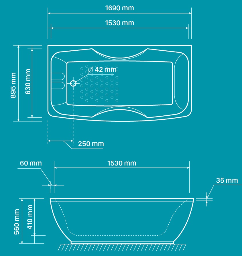 Bản vẽ bồn tắm ngâm Amazon TP-7007