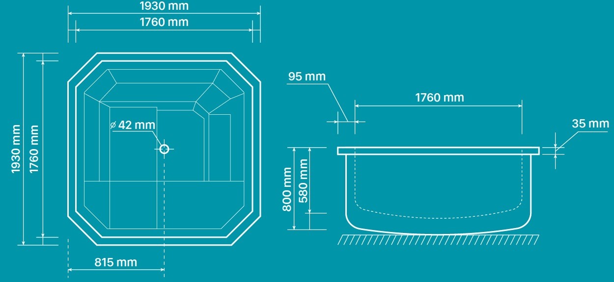Bản vẽ bồn tắm ngâm Amazon TP-7057
