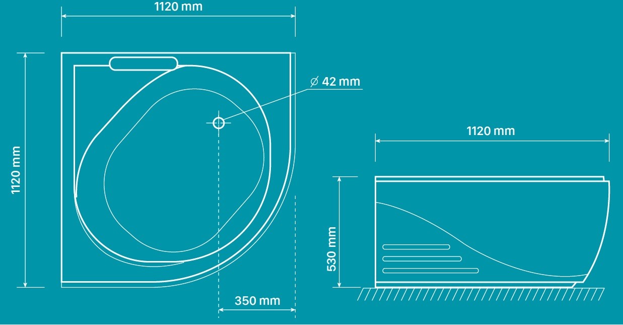 Bản vẽ bồn tắm góc Amazon TP-7070