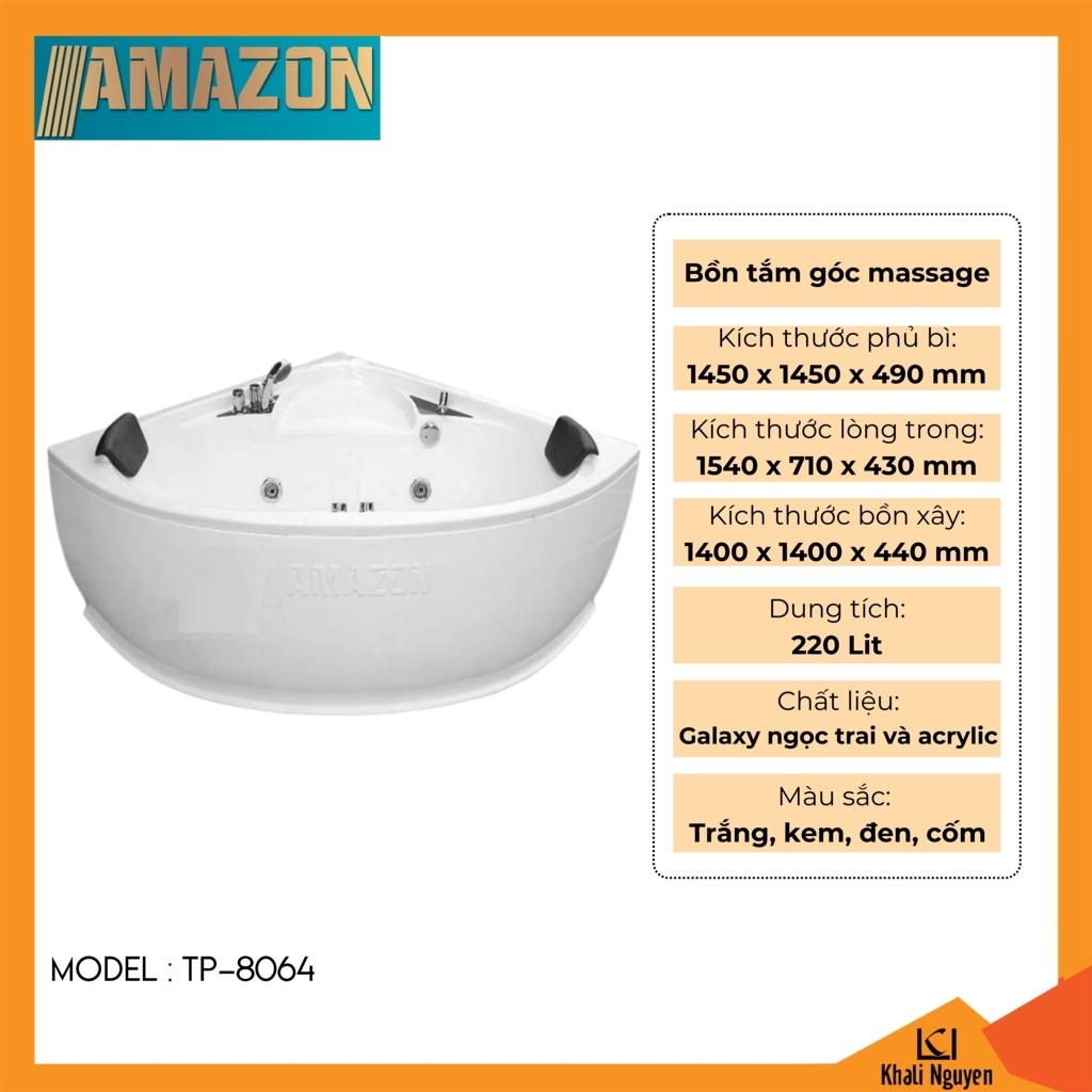 Bồn tắm góc massage TP-8064