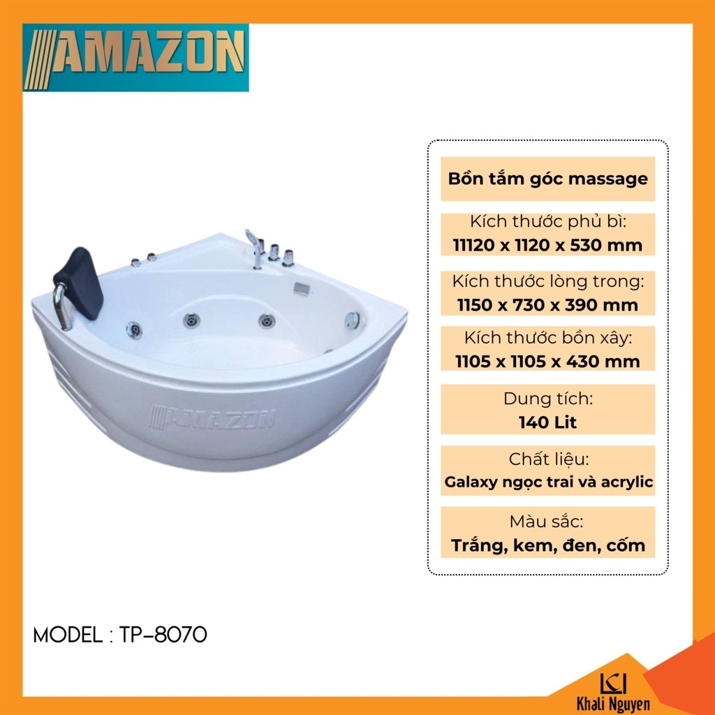 Bồn tắm góc massage Amazon TP-8070