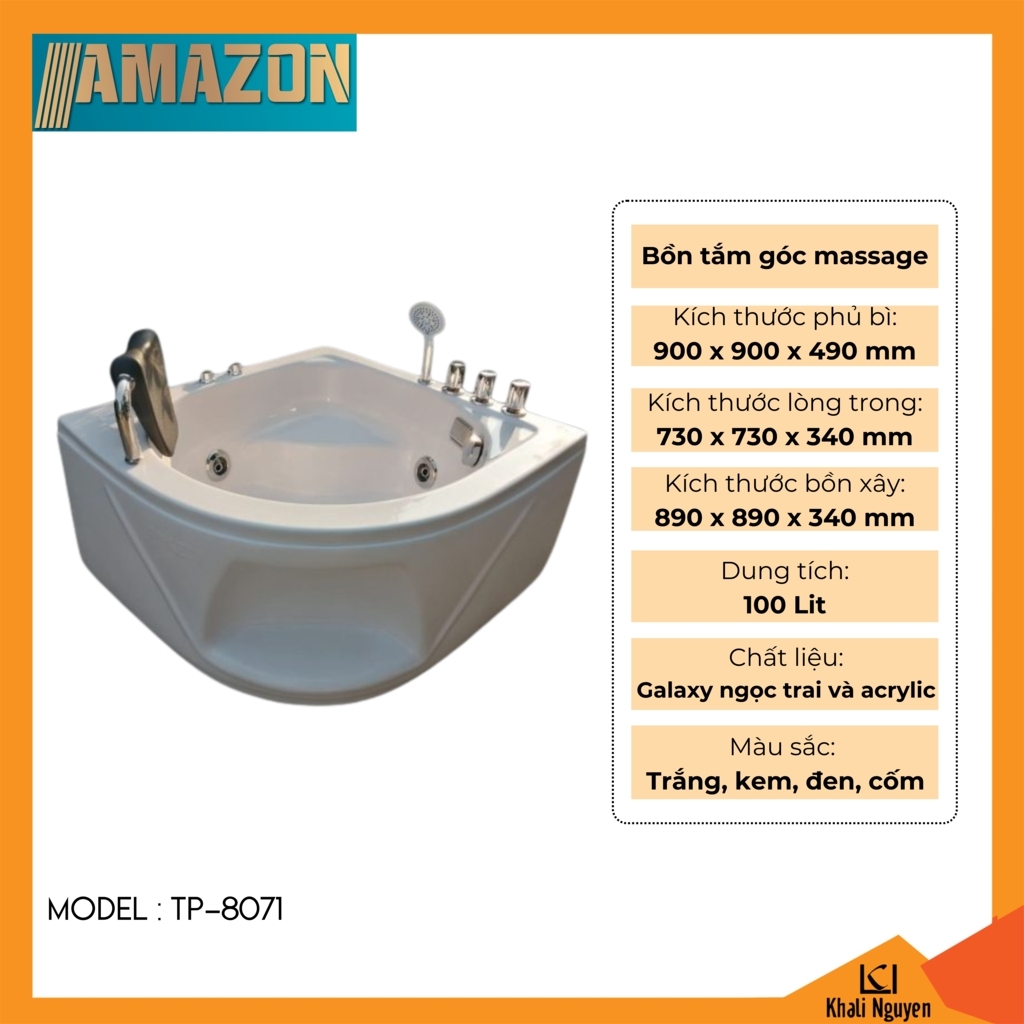 Bồn tắm góc massage Amazon TP-8071