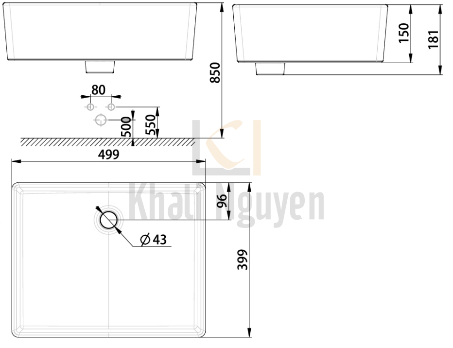 Bản vẽ chậu rửa mặt lavabo American WP-F611