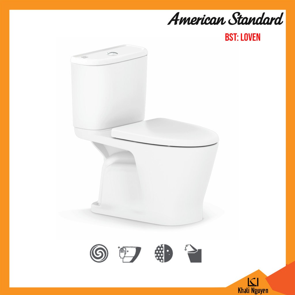 Bồn Cầu Hai Khối American Standard Loven VF-2162 - Kháng Khuẩn, Vành Không Góc Khuất