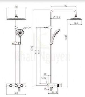 Bản vẽ kỹ thuật American Standard WF-4955