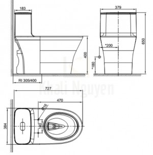 Bản Vẽ Bồn Cầu American Standard WP-1880 Một Khối Dòng Signature