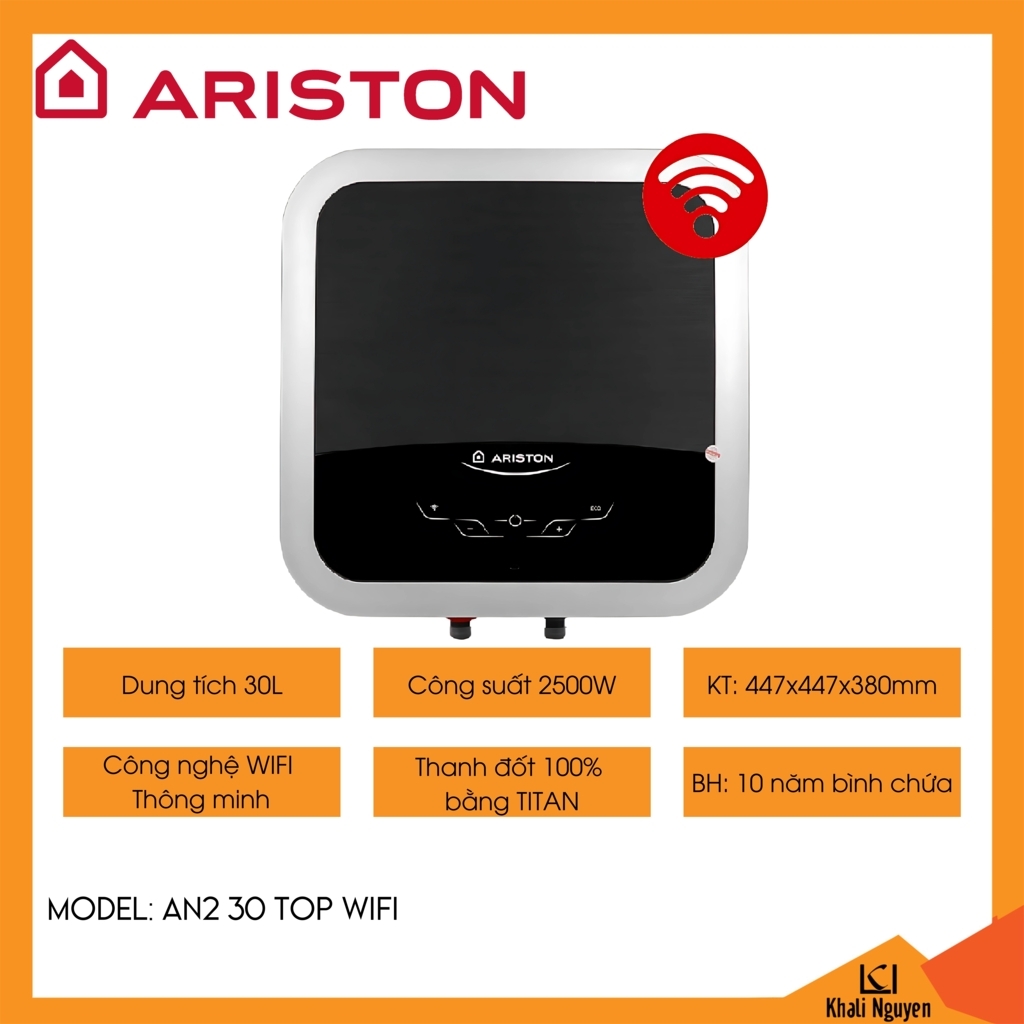 Bình nóng lạnh vuông gián tiếp 30L Ariston AN2 30 TOP WIFI