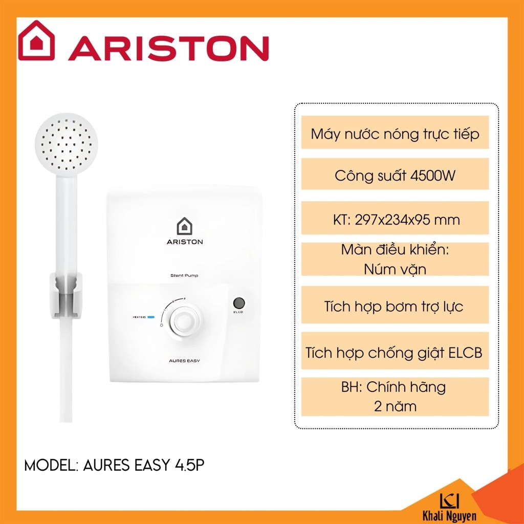 Máy nước nóng trực tiếp Ariston AURES EASY 4.5P