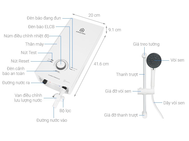 Thông tin chi tiết máy nóng lạnh AURES PREMIUM 4.5