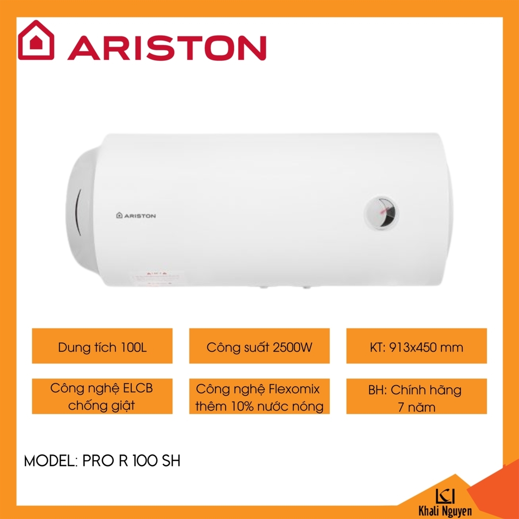 Bình nóng lạnh gián tiếp 100L ngang Ariston PRO R 100 SH
