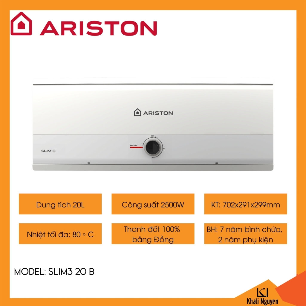 Bình nóng lạnh gián tiếp Ariston SLIM3 20 B