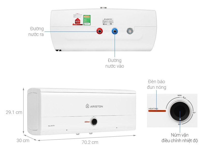 Thông số bình nóng lạnh gián tiếp Ariston SLIM3 20 R MT AG+