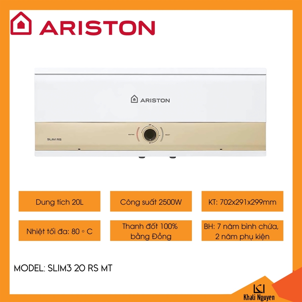 Bình nóng lạnh gián tiếp Ariston SLIM3 20 RS MT