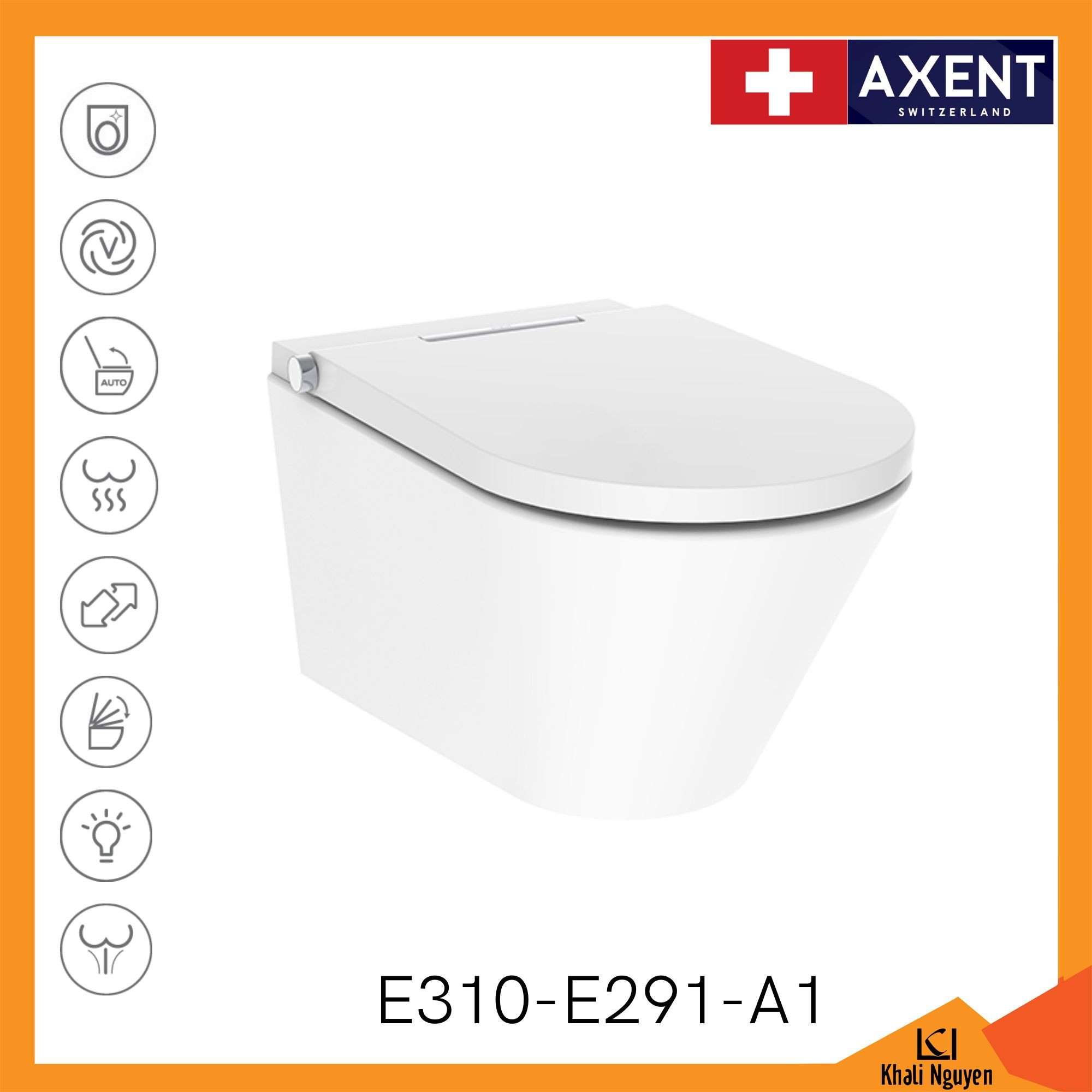 Bồn Cầu Thông Minh AXENT ONEP LUS Wall Hung E310-E291-A1