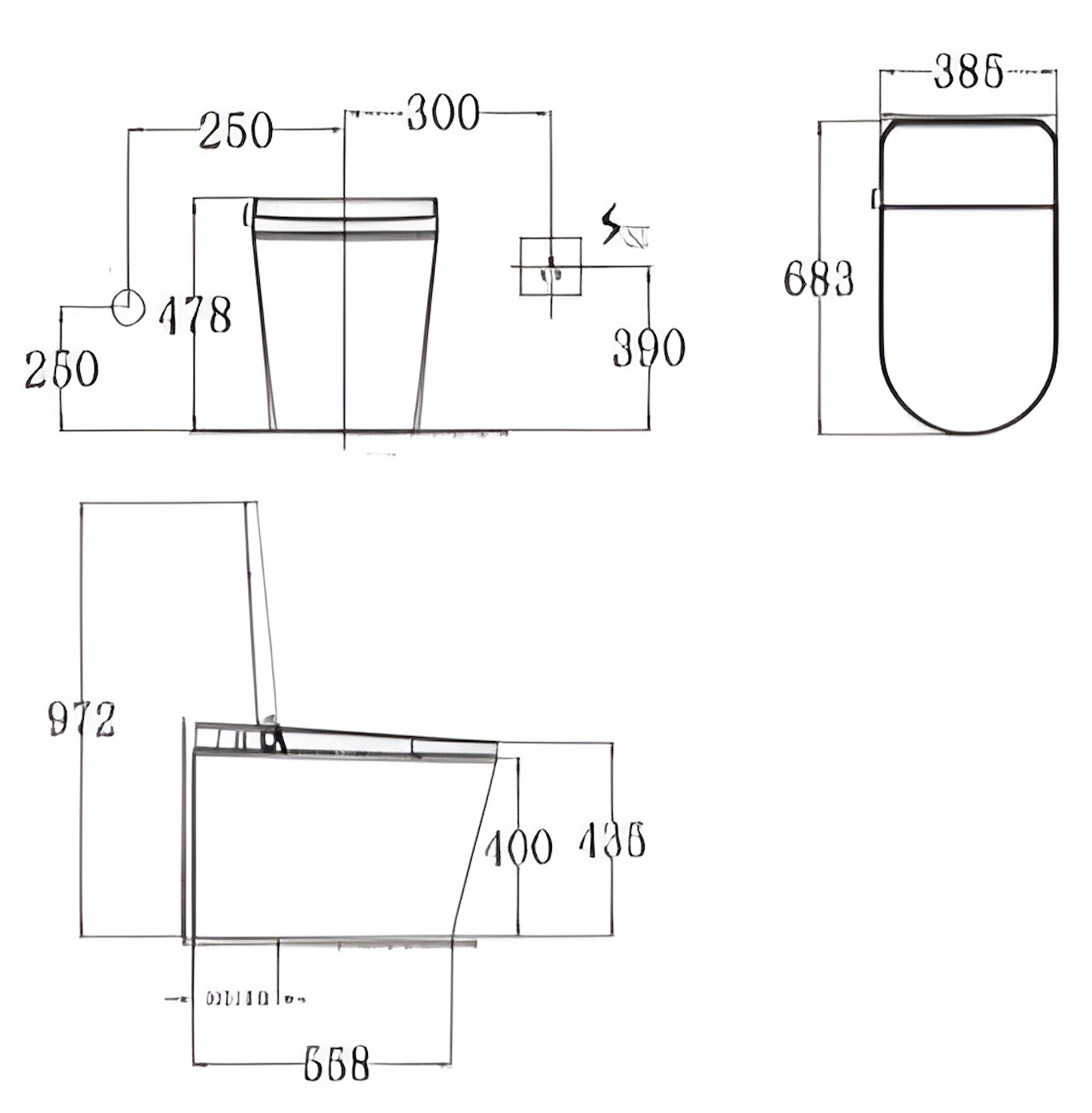 Bản vẽ bồn cầu thông minh Axent E336-0331H